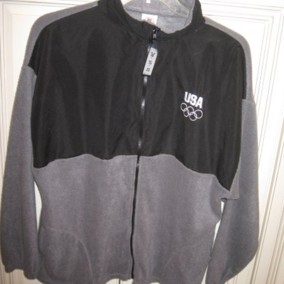 USA Olympic Committee Full Zip London Games Gray Fleece Jacket Men's X-Large - Picture 1 of 5
